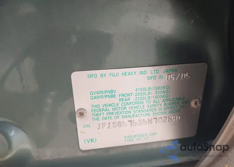 2006 Subaru Forester 2.5X L.l. Bean Edition from USA, damaged, VIN JF1SG67636H702640